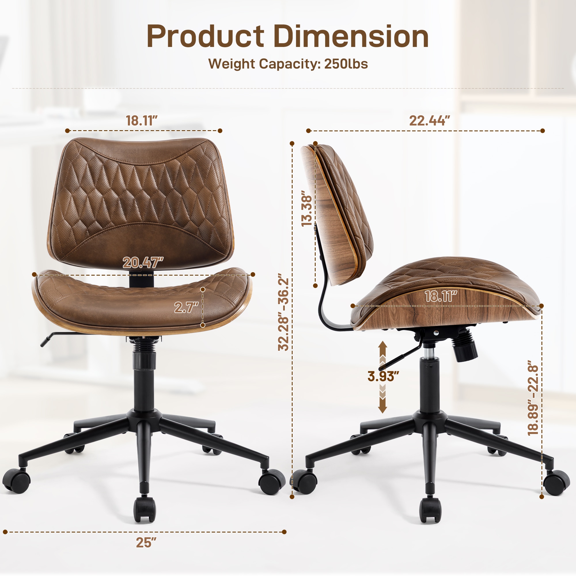 Ergonomic Office Chair With Adjustable Height And Swivel Wheels_voghion.com